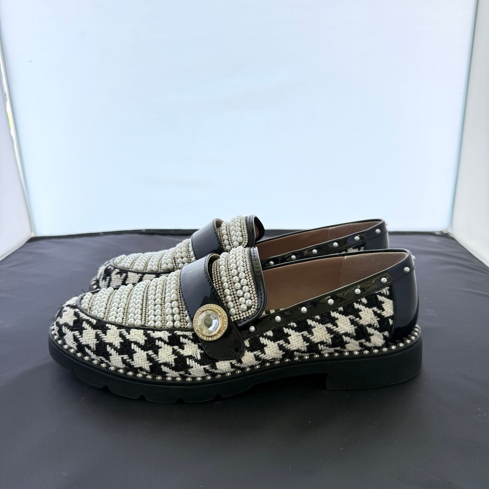 Betsey Johnson Houndstooth Embellished Loafers Women's 9 - Picture 4 of 9